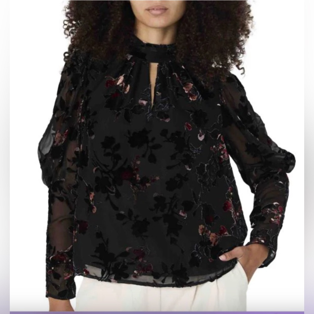 French Connection Floral Puff- Sleeve Blouse